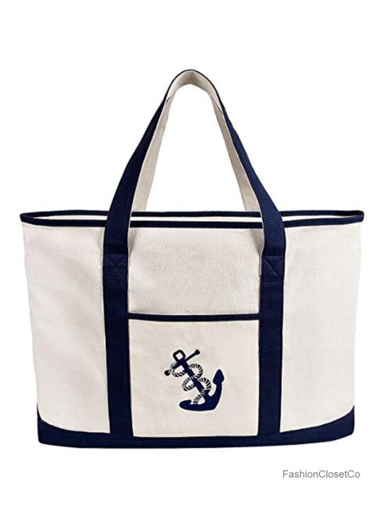 Other - Extra Large Heavy Duty Canvas Tote Bag with Zipper, Travel Weekend Beach Boat